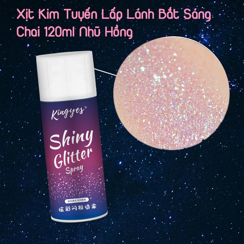 ￼Gôm Xịt Kim Tuyến Lấp Lánh Bắt Sáng ShinyGlitter Highligh Body Cơ Thể Tóc Không Gây Bết Lâu Trôi 7