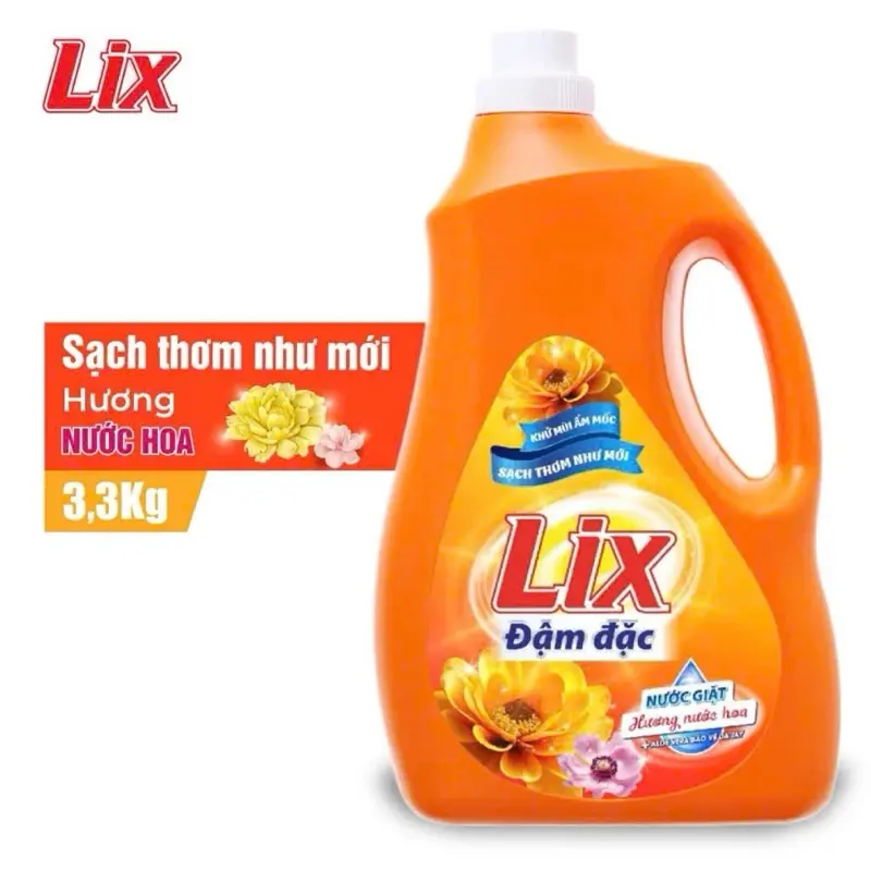 Nước giặt Lix đậm đặc hương nước hoa can 3.3kg