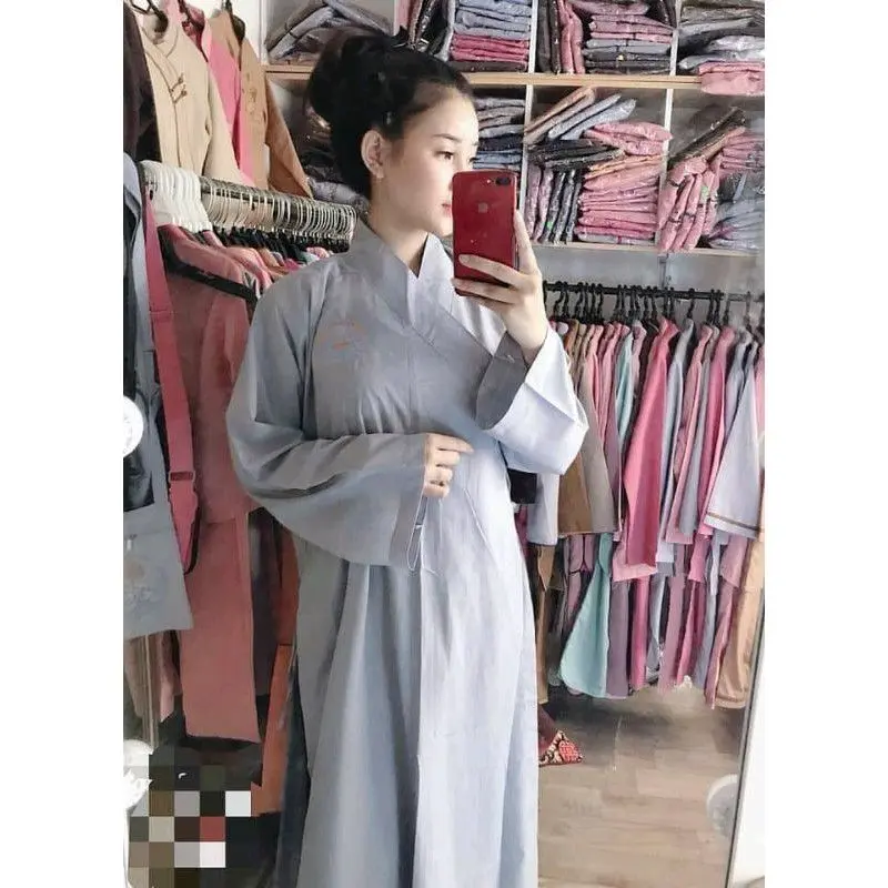 ĐỒ LAM ĐI CHÙA - ÁO TRÀNG PHẬT TỬ TRUYỀN THỐNG VẢI KATE LOẠI 1 Nữ Dress 2