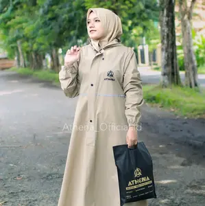 JAS HUJAN GAMIS WANITA SYAR'I MUSLIMAH BY ATHENA bahan PVC tebal 0.25 waterproof