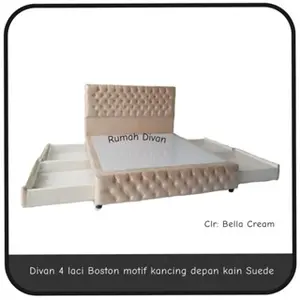 DIPAN DIVAN TEMPAT TIDUR ALAS KASUR SPRINGBED 2 DAN 4 LACI HB.BOSTON FULL KANCING KAIN SUEDE/KANVAS