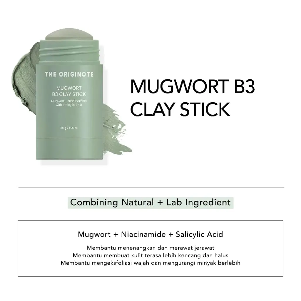 The Originote Mugwort B3 Clay Stick Mask - Masker Wajah Mugwort Acne