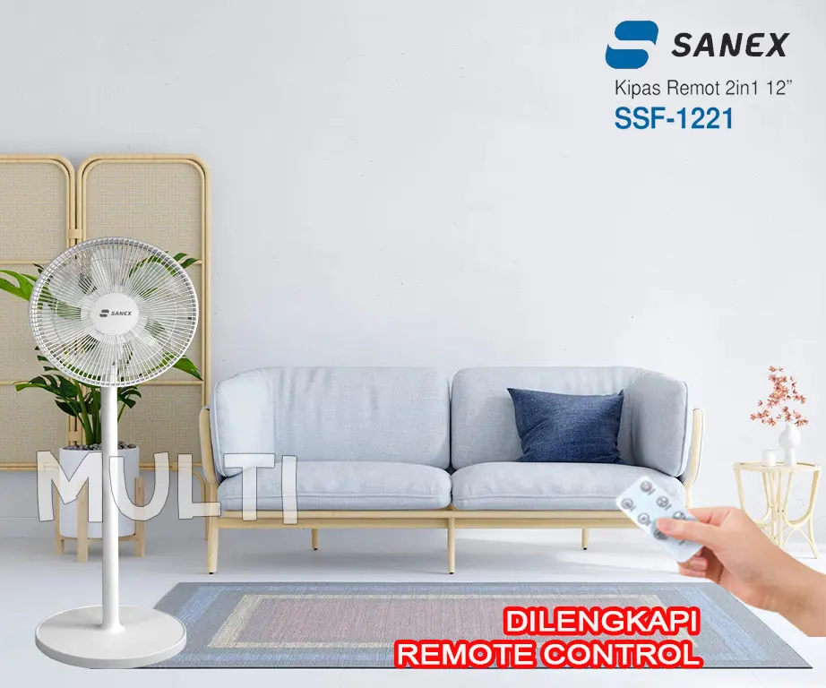 Kipas Angin Sanex SSF-1221 / SSF-1221R Stand & Desk Fan 12 Inch