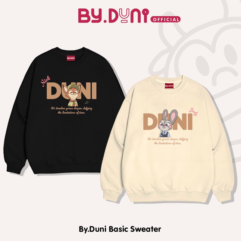  Áo Sweater cặp đôi BY.DUNI nam nữ form rộng áo cặp bạn thân unisex vải nỉ cotton thu đông in hình THỎ CÁO DUNI 