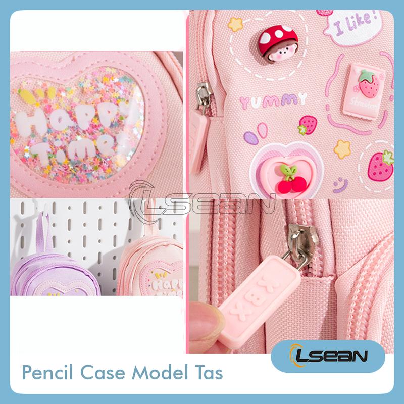 PENCIL CASE HIASAN GLITTER KARAKTER 3D MODEL TAS LUCU KOREA KAPASITAS BESAR Stationery 2