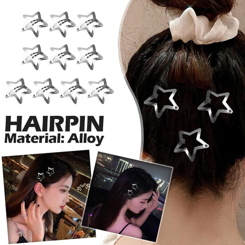 Product Introduction of Cute Elegant Hairpin No Slip Sparking Star Metal Fashion Hair Hairclips Mini Metal Snap Clip Pentagram Hairpin 34