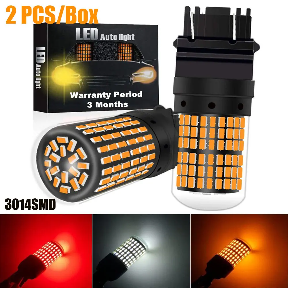 2PCS 7440 LED Bulb Car Turn Signal Lights 1157 1156/BA15S 144 3014SMD Yellow/White 36W 2100LM