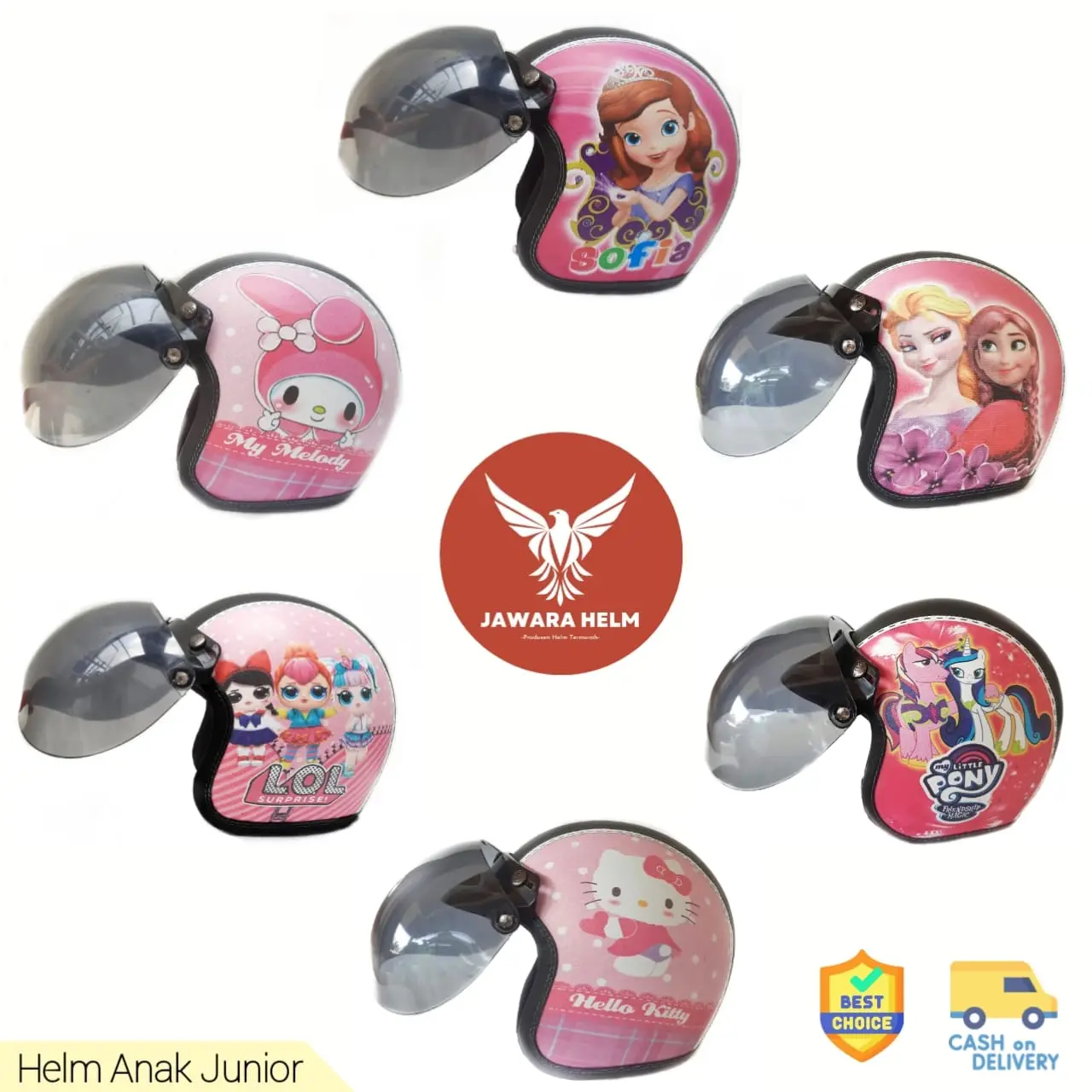 Helm Retro Anak Perempuan Junior Usia 7-12 Tahun