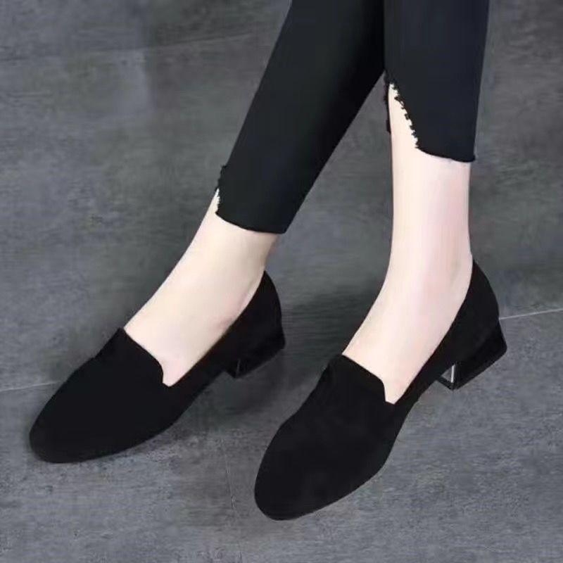 Giày Nữ, Da Thật, Gót Thấp, Mũi Nhọn, Cắt Cao, Thanh Lịch, Dễ Phối Đồ, Gót Khối, Có Khóa Kim Cương Giả, Hàng Mới Về Mùa Lò Xo 2023, Phong Cách Thanh Lịch Shoes 7