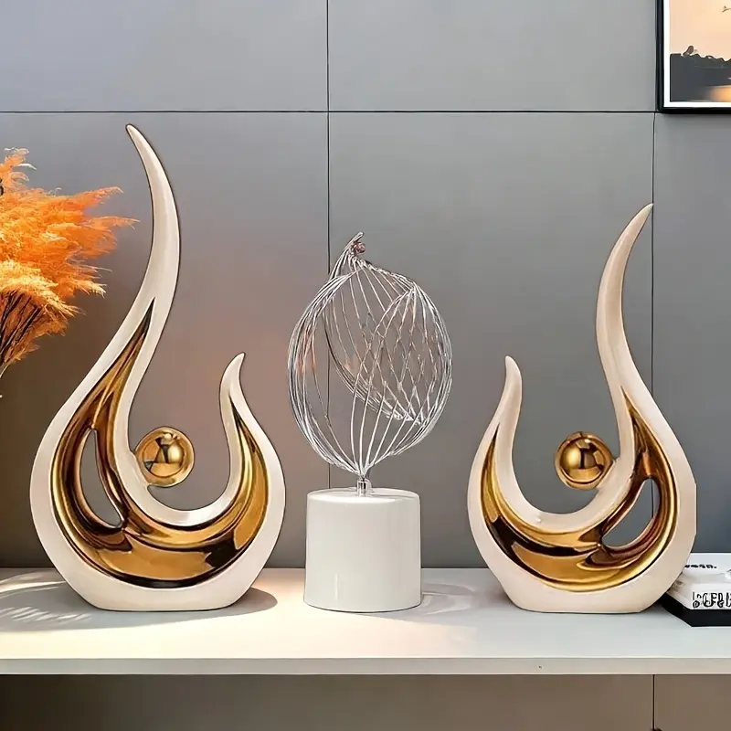 2 modern abstract resin sculptures, suitable for multiple scenes, perfect for decoration or gift giving.Ideal for Home, Bedroom, Office, Student Gifts, Perfect for Hanukkah, Thanksgiving, New Year, Graduation - No E Decoration Items Interior 1