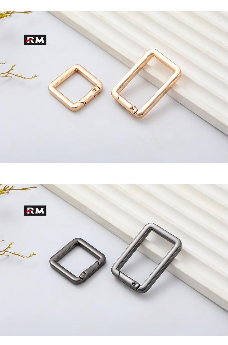 Product Introduction of 【No Need To Remove Stitches】Square Spring Buckle Handbag Messenger Bag Shoulder Strap Modified Square Buckle Woc Zinc Alloy Connecting Buckle Press Opening Spring Ring Keychain 48