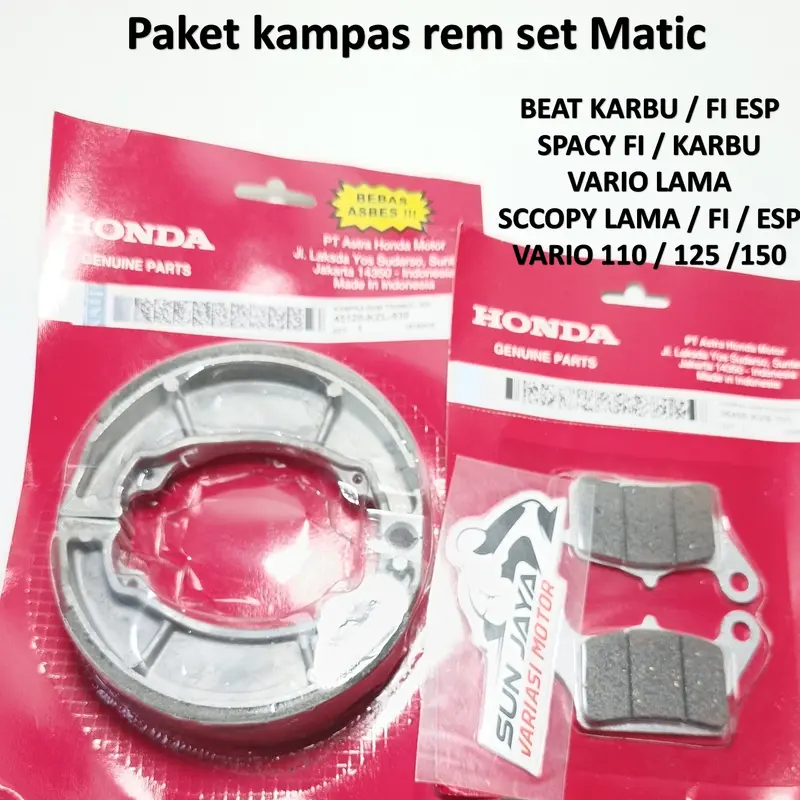 Kampas Rem Depan - Belakang Beat FI - Vario - Spacy - Scoopy - Vario 125 / 150 - Beat 0