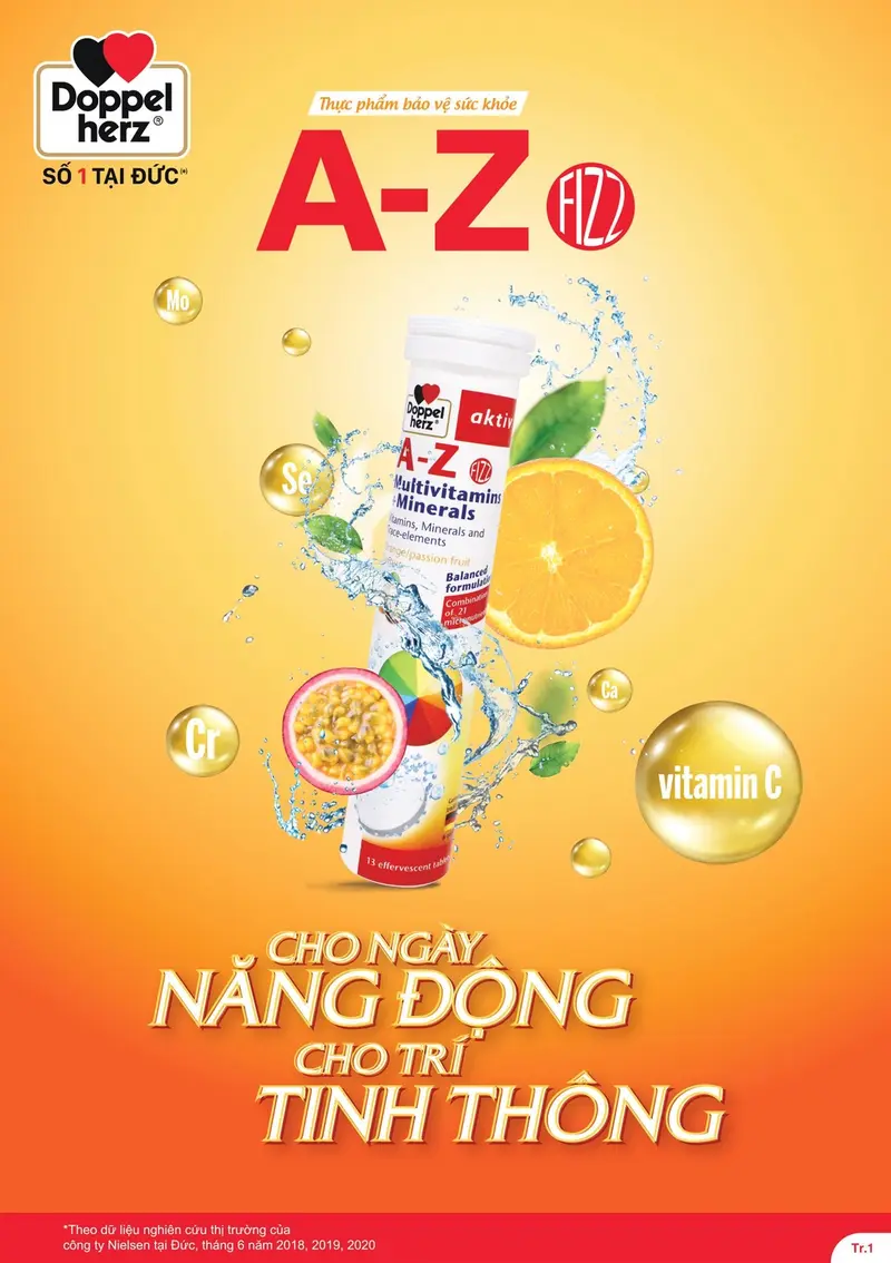 Product Introduction of Viên sủi vitamin tổng hợp Doppelherz A-Z Fizz Multivitamins and Minerals (Tuýp 13 viên) 0
