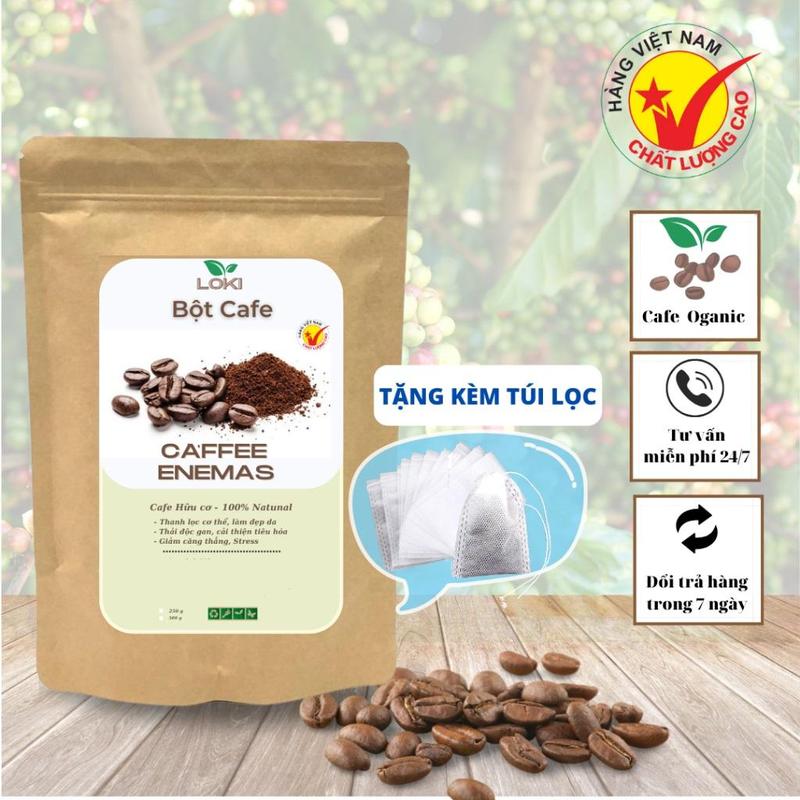 Bột coffee enema - thụt tháo đại tràng, caffe enema, thải độc cà phê Cafe. túi truyền cafe, túi đựng cafe, túi xúc ruột cà phê, đại tràng
