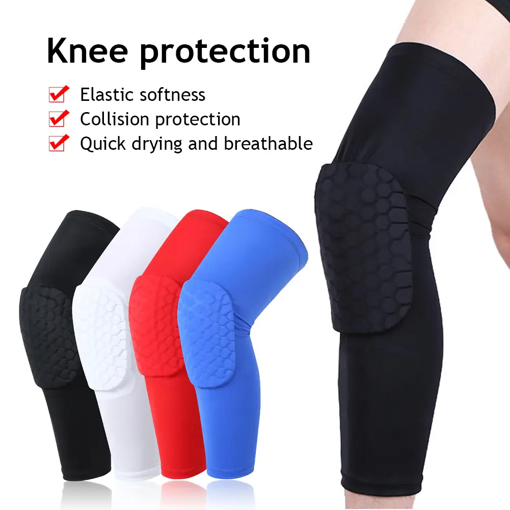 Lengthened Honeycomb Knee Pads Elastic Basketball Kneepad Sport Product#453066