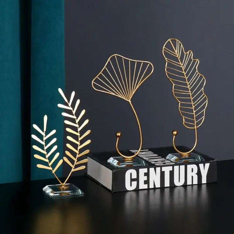Ornamen Daun Ginkgo Bahan Besi Gaya Nordic Untuk Dekorasi Ruang Tamu 1