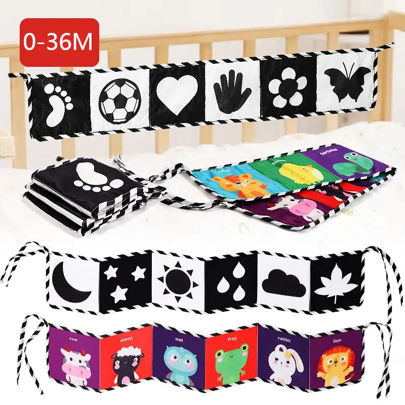 Black and white color crib cover book baby visual stimulation baby tear can not chew the cloth