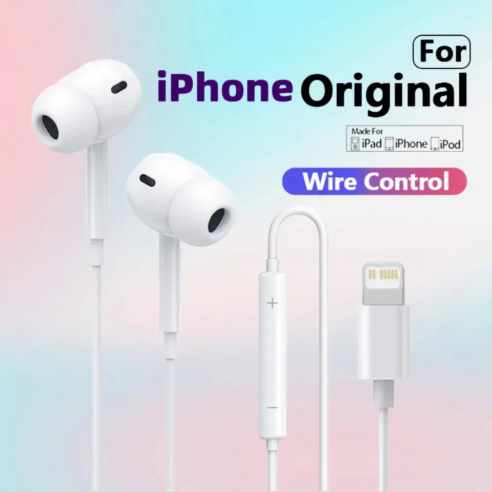For iPhone original earphones for iPhone 14 13 12 11 pro Max mini 8 7 6s Plus X Xs XR se In-Ear Wired earbuds