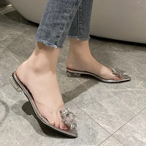 SD-074 [FF] Sendal Transparant Hak Kaca Cewek Sandal Bening Elegent Perempuan Model Terbaru 3