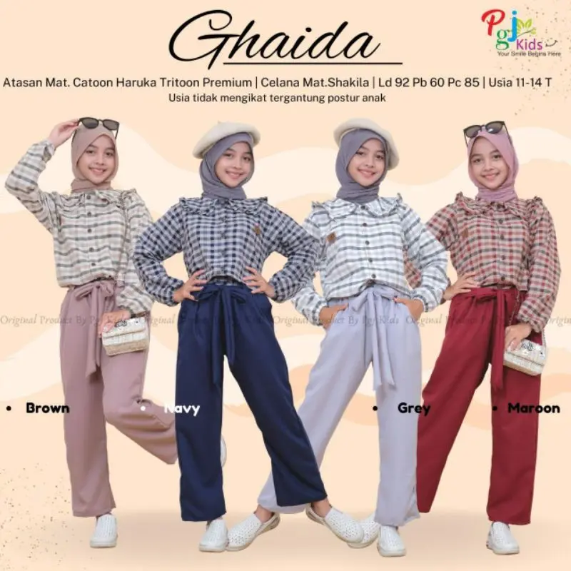 Setelan Celana Set Muslim  Set Tanggung Baju Setelan Anak Ghaida Original PGJ Good Quality
