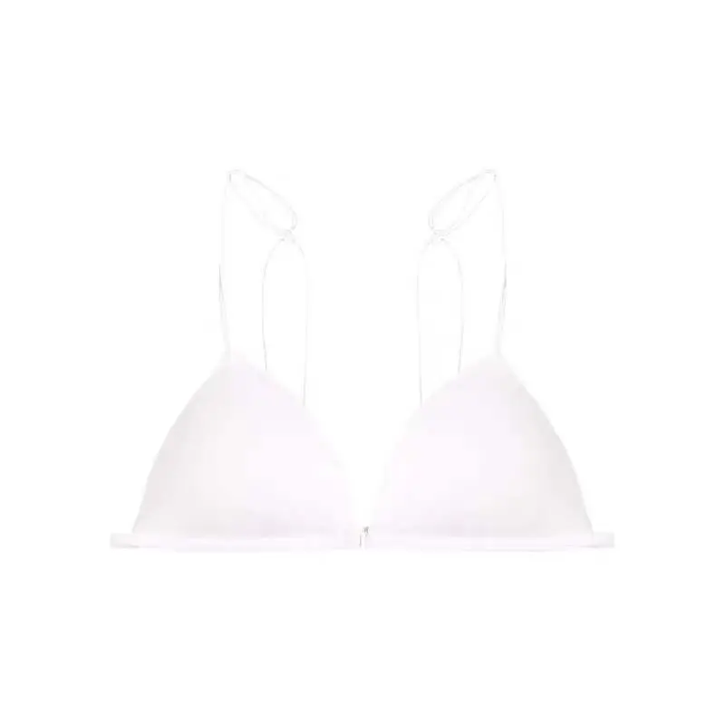 New French rimless triangle cup girl sexy white underwear thin strap back front buckle bra