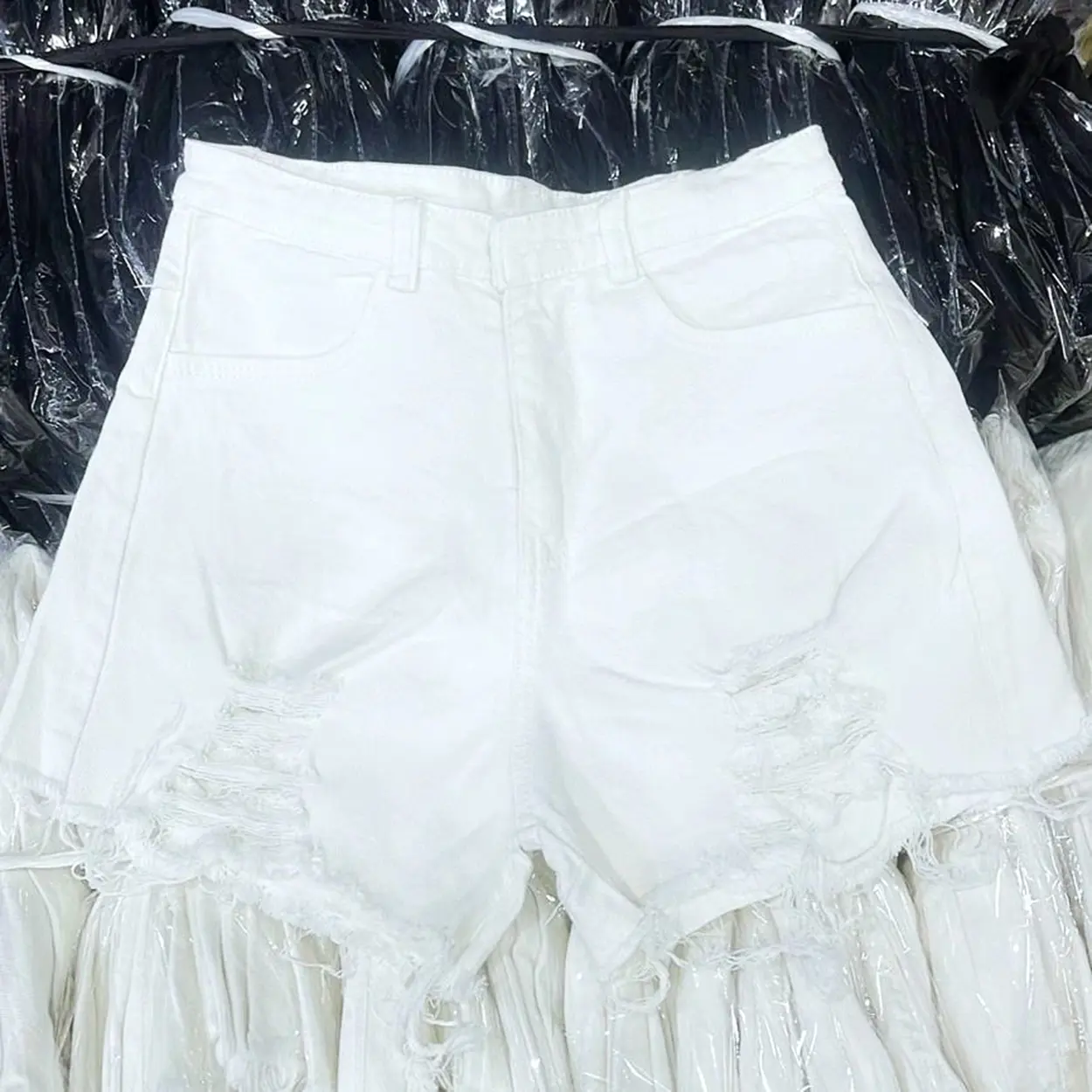 [Túi sau SML]Quần đùi short nữ rách tua rua đùi có túi sau- Lai tua, chất jean kaki co giãn Pants Women Lưng Cao Ong Màu Trắng Jean Denim