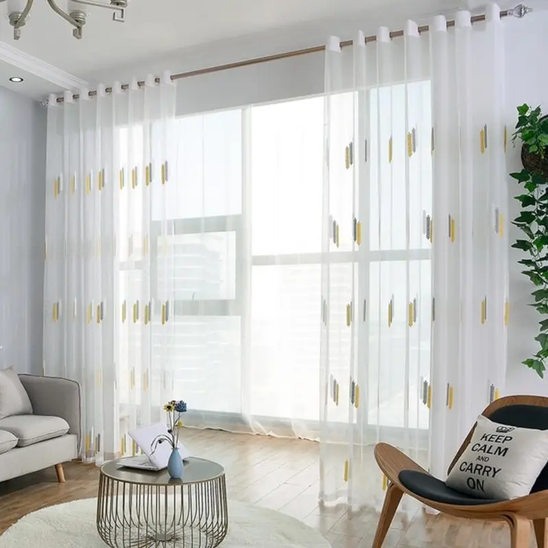 Rèm tuyệt đẹp, thêu, cho phòng Khách Rèm ngày cho Windows, làm bằng vải tuyn, thích hợp cho rèm cửa trượt 7