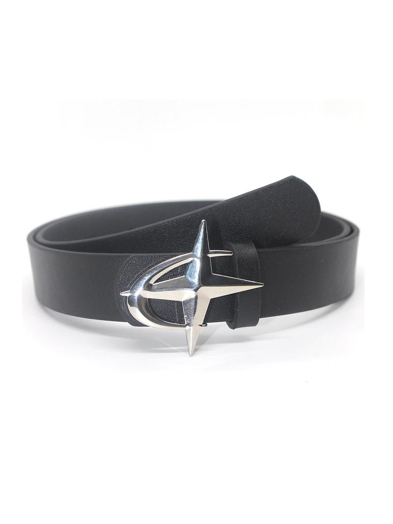 Product Introduction of Unisex Street Style Cross Design Belt, Minimalist Plain Color PU Buckle Belt, Trendy All-match & Exquisite Accessories for Birthday Gift 0