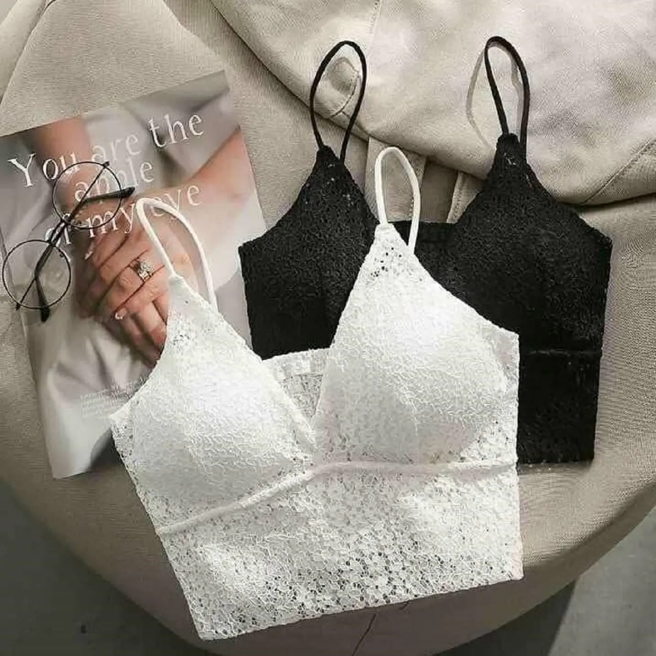 Áo bra nữ ren C1_ khoét cổ V, có dẹm mút sẵn