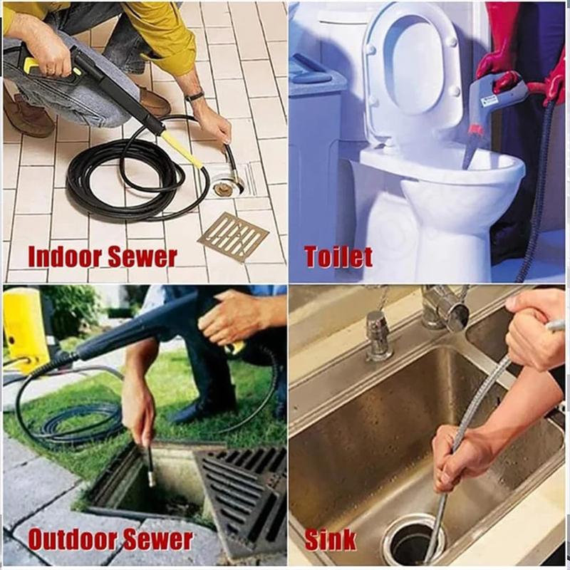 Sewer Cleaning Tool High Pressure Nozzle, Durable Pipe Unclogged Nozzle with 1 Front Jet and 6 Rear Jet, Drain Clog Remove Tool 7