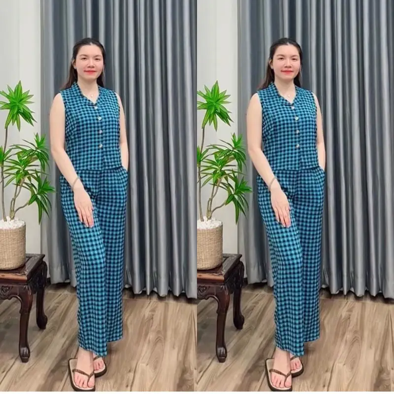 [Quần Dài- SN ] Bộ Vest Sát Nách Quần Dài Ống Suông Có Nhiều Hoa Văn Hoạ Tiết