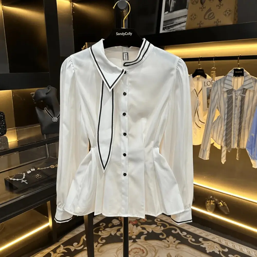 LUXME Atasan Kemeja lengan panjang mode baru kerah POLO Untuk Wanita