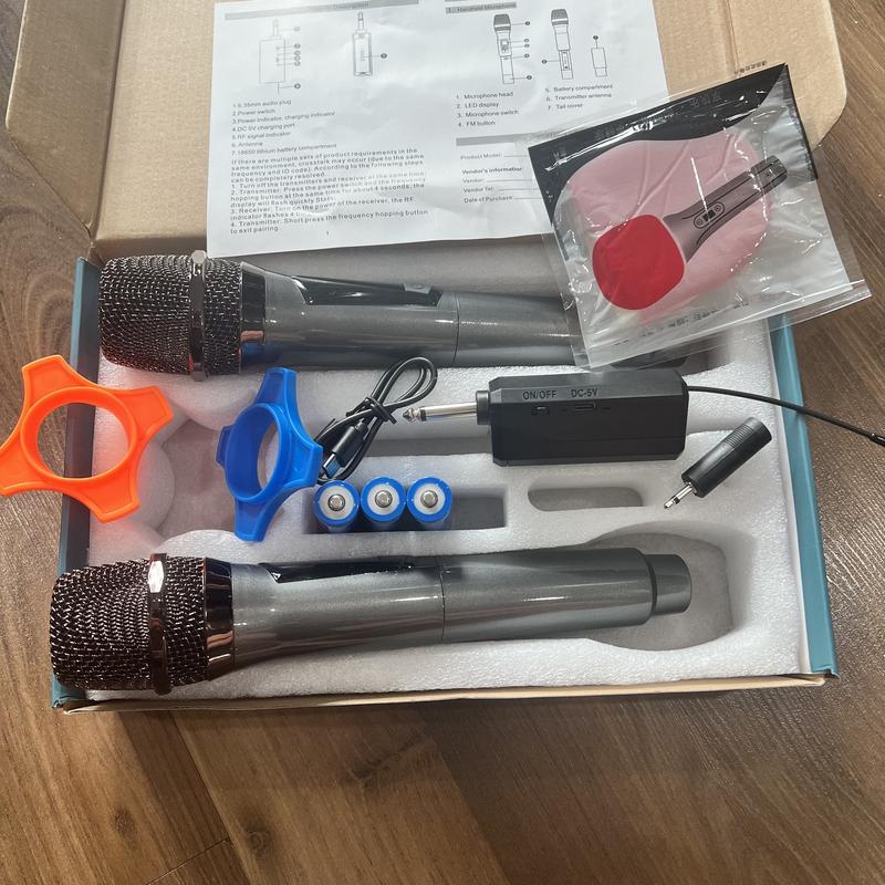 Bộ 2 Micro Karaoke Không Dây có Jack 6.5 và 3.5 Chống hú, hút âm cực tốt, bắt sóng xa, micro không dây dùng cho amply