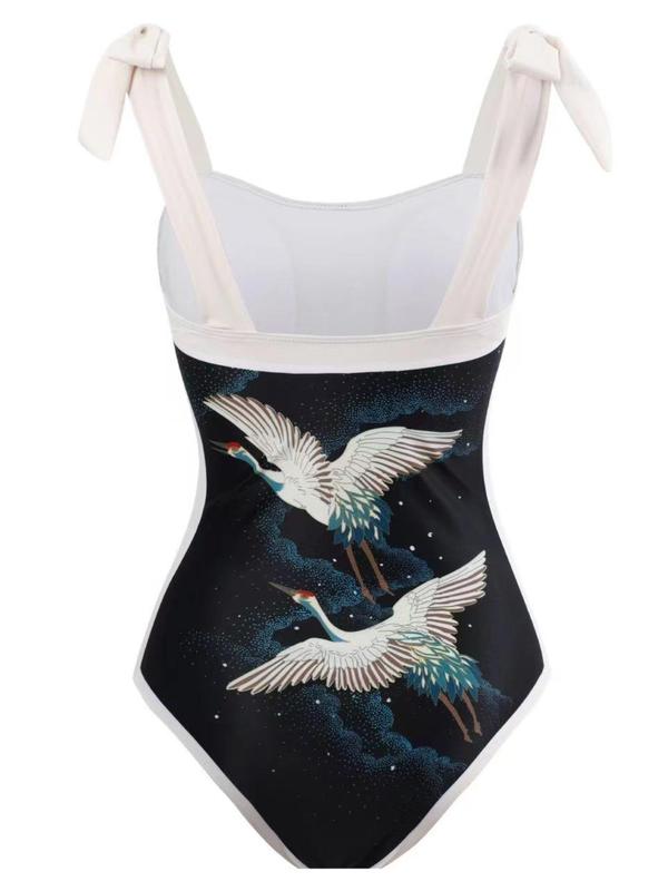 Women's All Over Print Knot Swimsuit Set, Boho Wrap Skirt & Sleeveless Bodysuit, Chic Swimwear For Beach Vacation, Bikini Sets, Ladies Summer Clothes 6