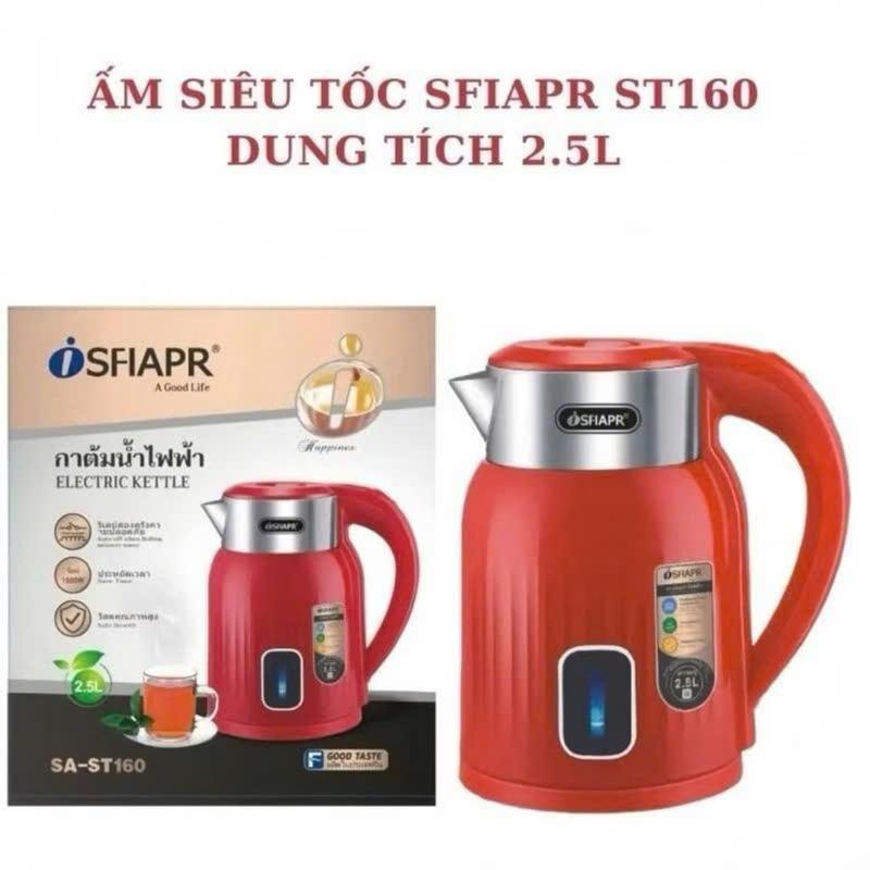 Ấm Đun Nước Siêu Tốc INOX 304 SFIAPR Cao Cấp 3 Lớp 1500W Dung Tích 2,5L Đun Nước Siêu Tốc