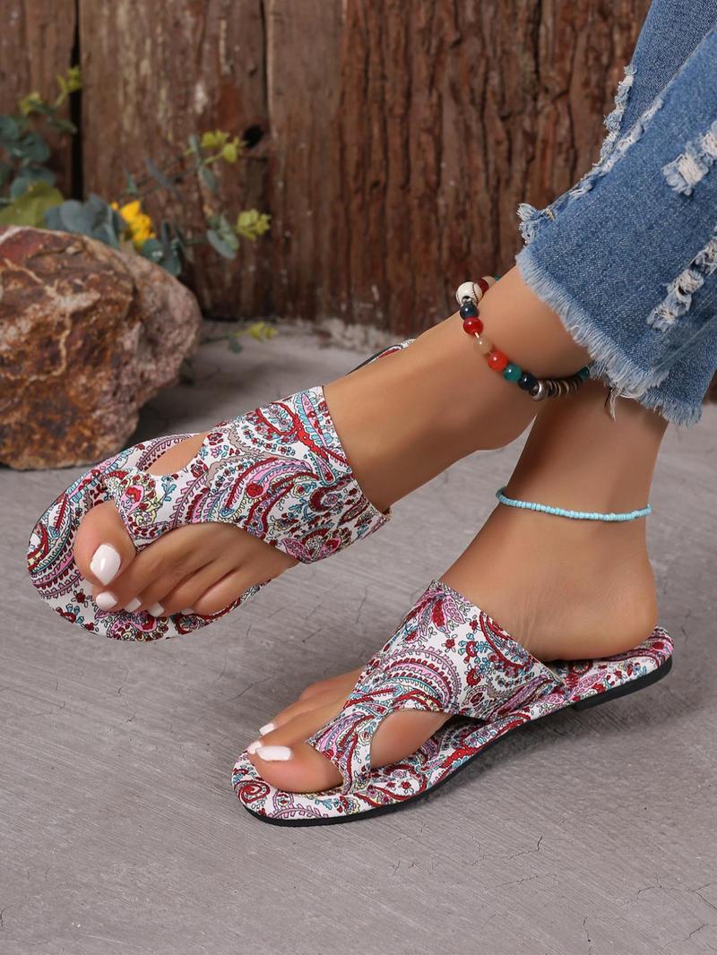 Product Introduction of Women's Boho Style Vintage Flower Pattern Slides, Casual Soft Comfortable Slippers for Summer, Lightweight Breathable Slippers for Beach Vacation, Footwear 5