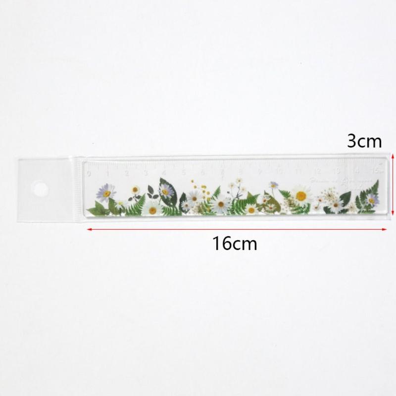 Multi-function 15cm Ruler Student Gift Plastic Straightedge Retro Flowers Pattern Stationery Drawing Tools School Office Supplies 2