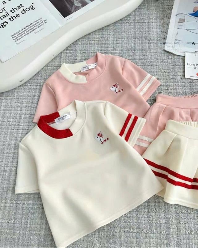 Bộ váy xếp ly mẫu Áo cổ mix 2 màu tay sọc viền , kèm chân váy 2 sọc chất tixi mềm mát thấm hút mồ hôi sz 40- 55 kg ( GẦN SZ LẤY LÊN 1 SZ TO NHÉ ) 6