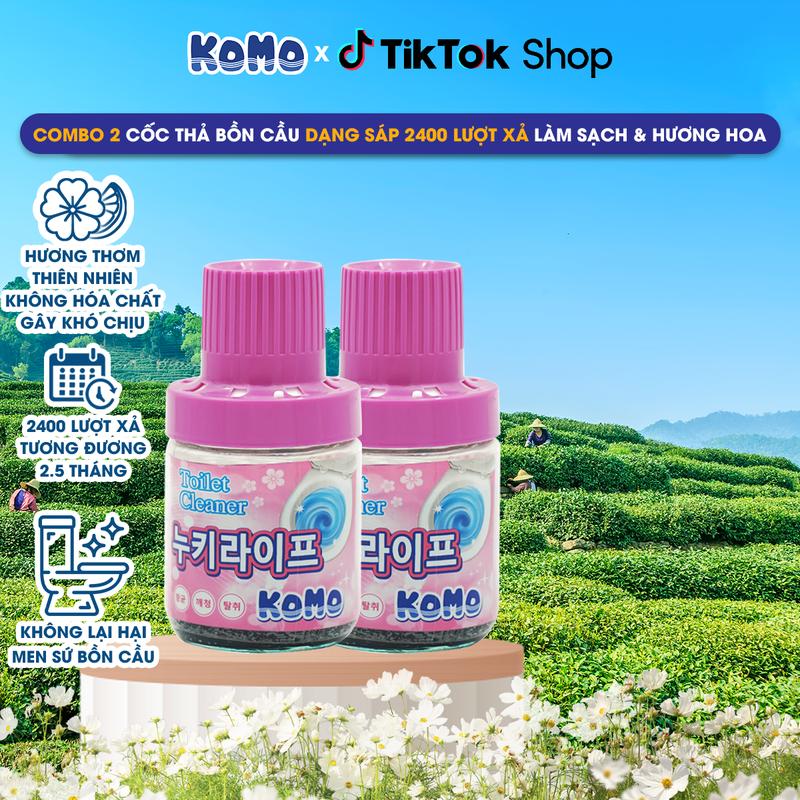 Combo 02 Cốc Thả Bồn Cầu KoMo Sáp Tan Chậm 2400 Lượt Xả 386g Hương Hoa Oải Hương Kháng Khuẩn Làm Sạch Nhà vệ sinh KoMo Toilet Cleaner