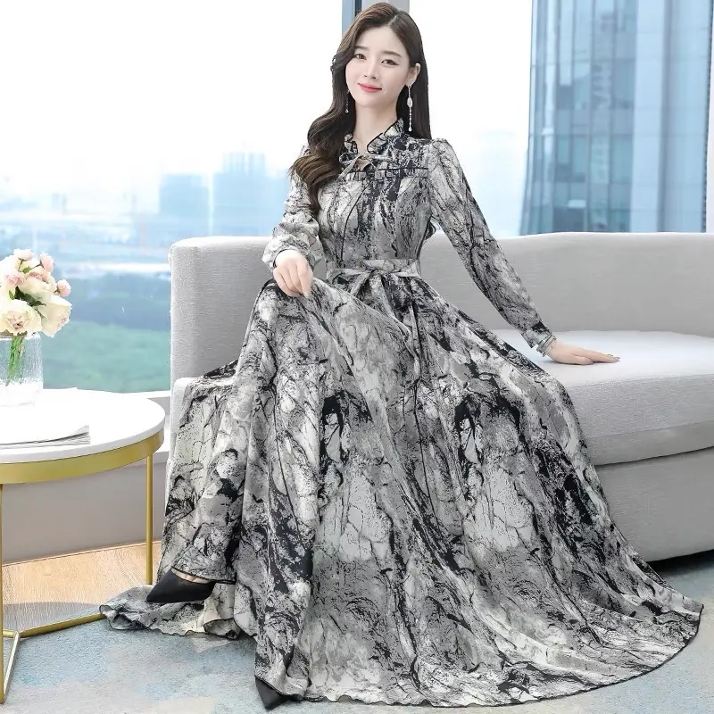 KC - ADA BIG SIZE Millia Dress - dua ukuran gaun wanita midi Motif marble Baju Casual 3