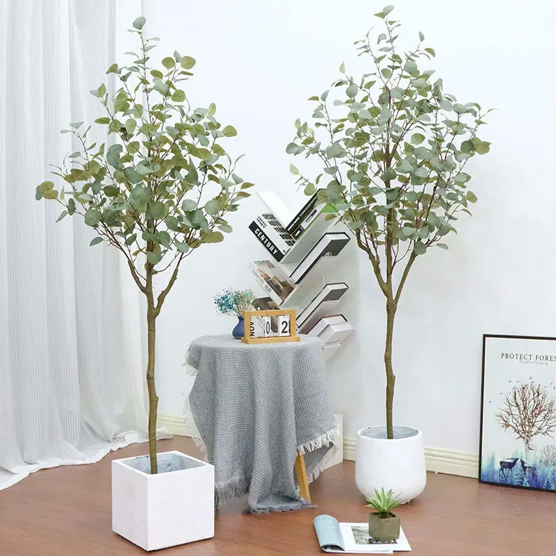 Artificial tree, Artificial eucalyptus tree, height 5FT-150CM, suitable for home, studio, restaurant landscape decoration Plastic Room Plant Fruit