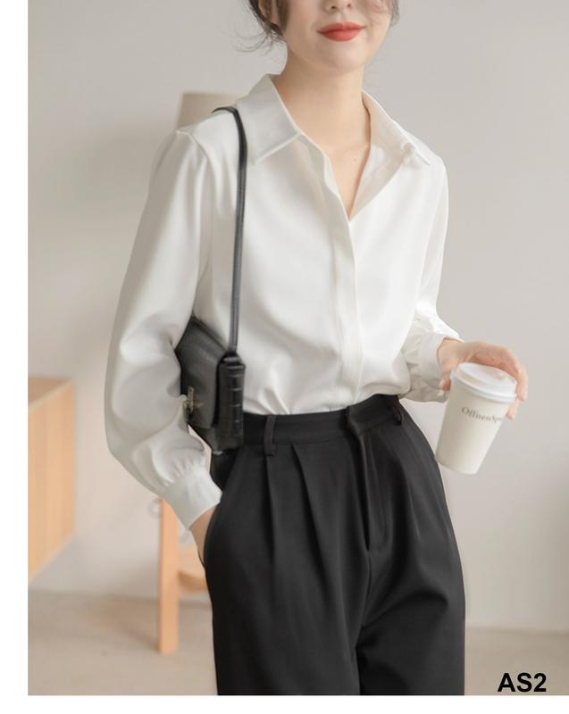 Áo Sơ Mi Trắng Nữ Công Sở Chất Vải Cotton Không Nhăn, Form Suông [AS2] 0