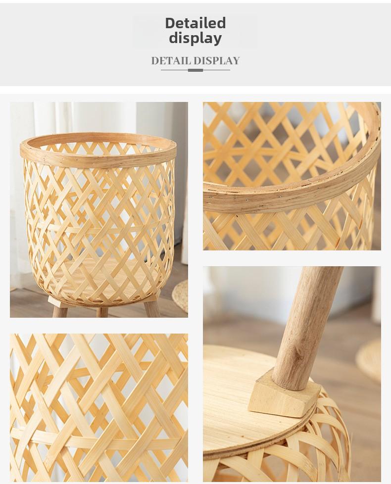 Product Introduction of Nordic creative wicker bamboo grass flower basket wooden high flower stand indoor living room decoration green lily flower pot 13