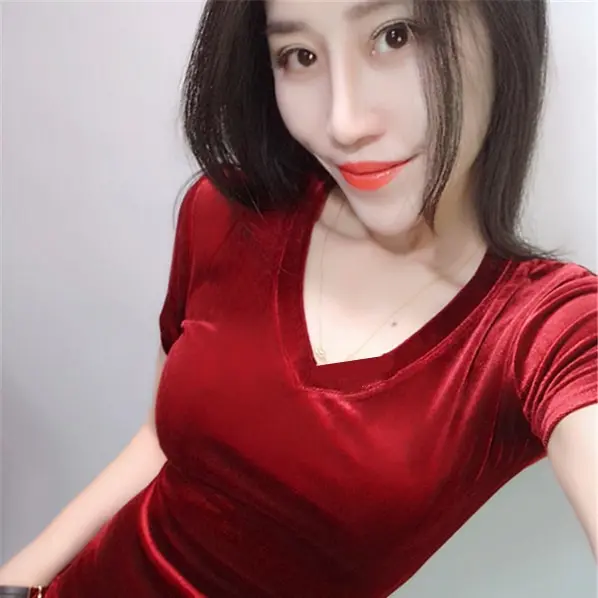 Baju Atasan Beludru premium lengan pendek Fit Melar Nyaman Simple leher V 5