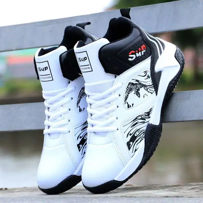 Men's Basketball Shoes 2025 New Mid-Top Thick Sole Non-Slip Height Increasing National Trend Cool Street Student Sports Shoes