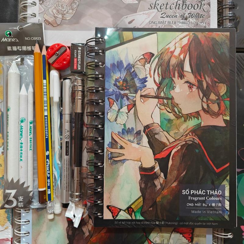 (TẶNG GÔM, BÚT CHÌ, TRANH) COMBO 9 MÓN PHÁC THẢO, SỔ VẼ ONG MẶT BỰ 190GSM A4/A5 KHÔNG KỴ TẨY, CHUYÊN VẼ CHÌ