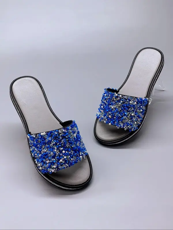 Women's Fashionable Glittering Rhinestone Decorated Slides, Casual Comfortable Slippers for Indoor Outdoor Wear, Female All-match Slippers for Daily Wear, Walking Shoes 0