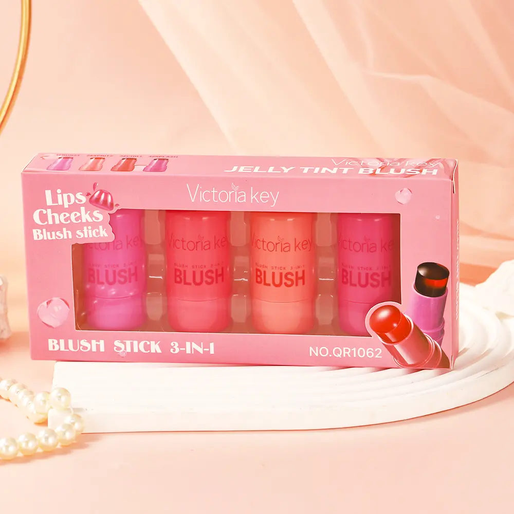 4-Piece Jelly Blush Stick Set for Makeup: Hydrating, Subtle Glow, Natural Contouring, Lip and Cheek Dual-Use Blush Cream Set