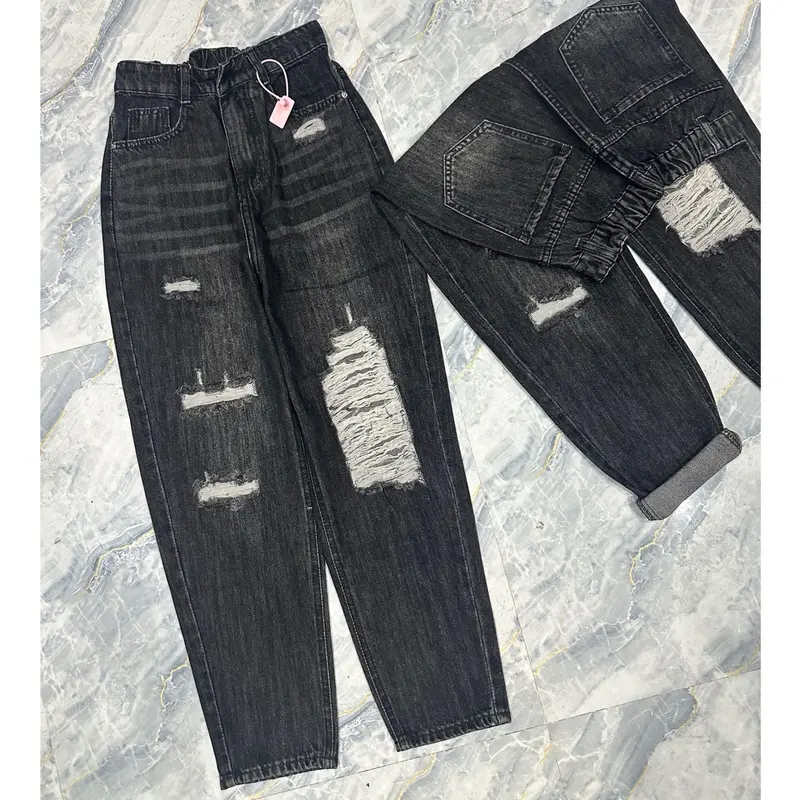 [Có bigsize] [030- 042] Quần Baggy Jeans Nữ QC Túi Kiểu Không Co Dãn Màu Đen Tiêu Pants Women 6