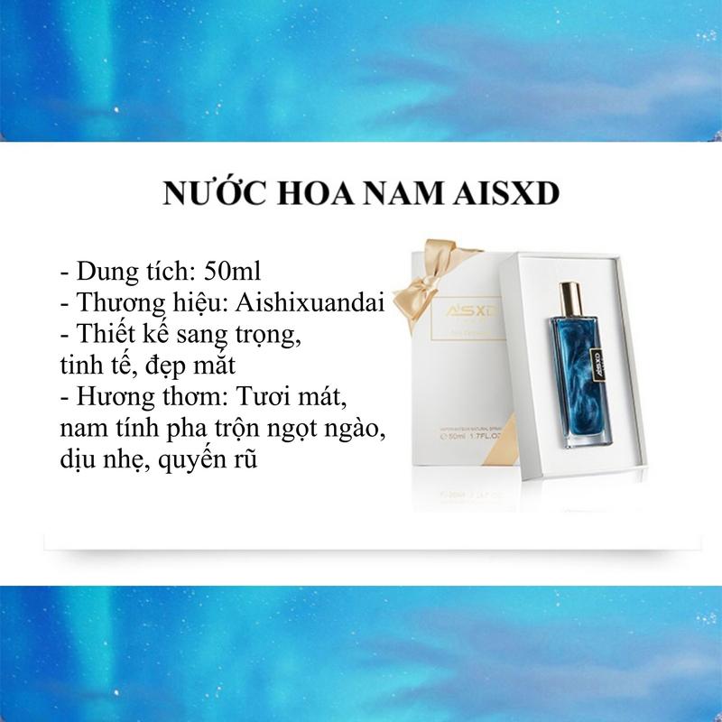 Nước hoa nam chính hãng AISXD thiết kế sang trọng, mùi hương nam tính ngọt ngào dịu nhẹ pha trộn đầy độc đáo, lưu hương lâu, dạng xịt, hương hoa quả khử mùi hôi nam, thơm lâu quyến rũ  50ml DNP003 2